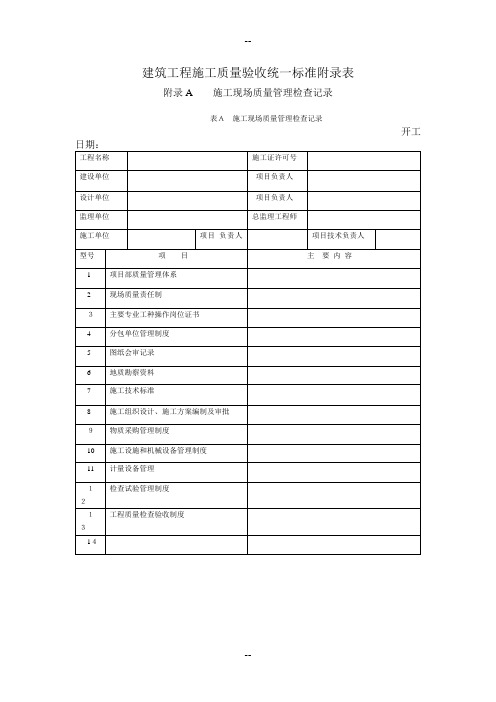 建筑工程施工质量验收统一标准附录表