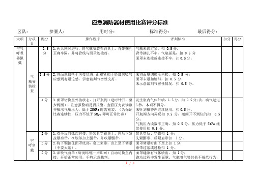 空气呼吸器、消防水带比赛评分标准