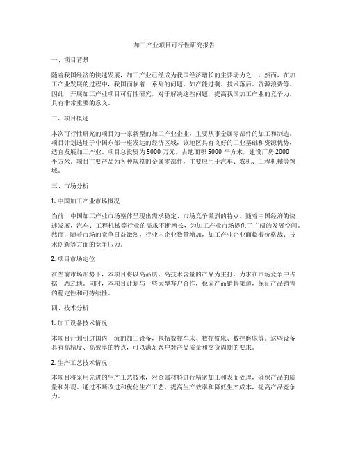 加工产业项目可行性研究报告