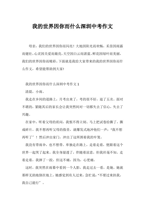 (中考作文)我的世界因你而什么深圳中考作文