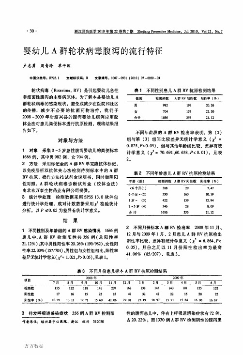 2010婴幼儿A群轮状病毒腹泻的流行特征