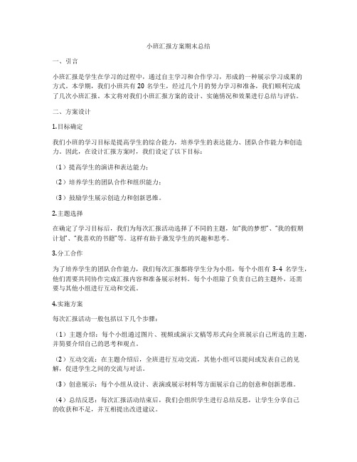 小班汇报方案期末总结