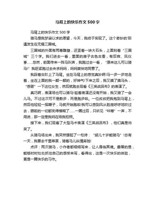 马背上的快乐作文500字