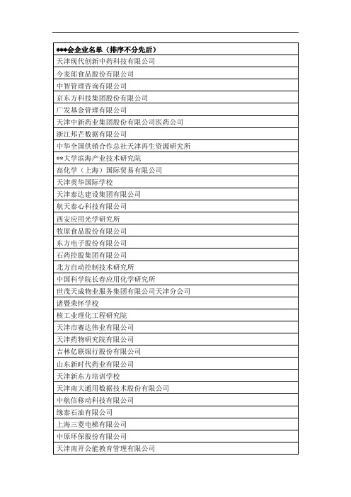 参会企业名单【模板】