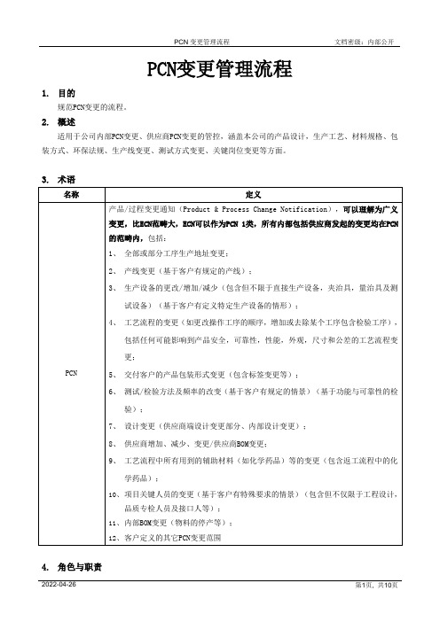 PCN变更管理流程[模板]