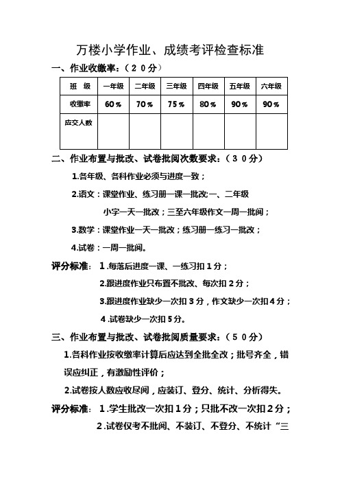 万楼小学作业检查标准