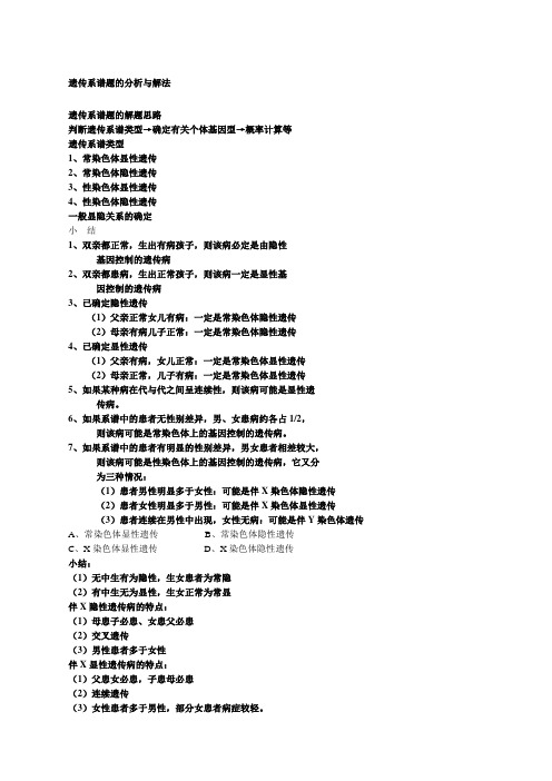 高中遗传系谱题的分析与解法教案