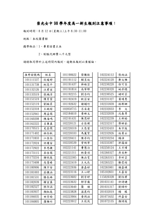 学高一新生报到注意事项