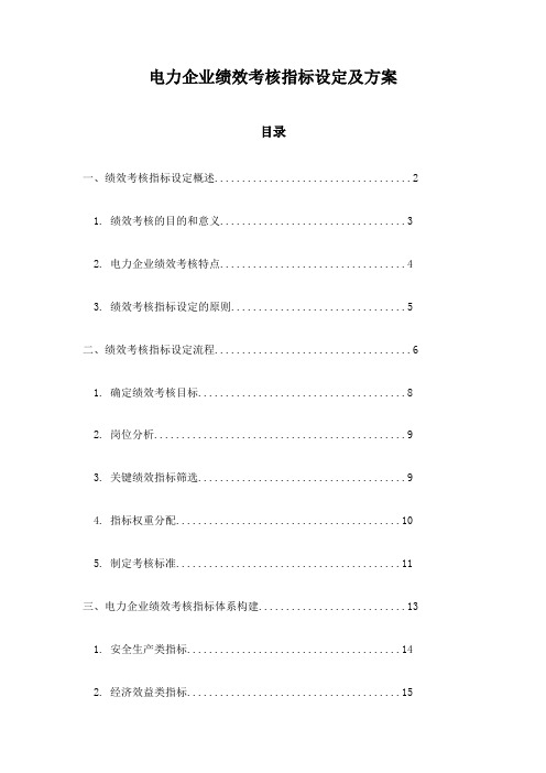 电力企业绩效考核指标设定及方案