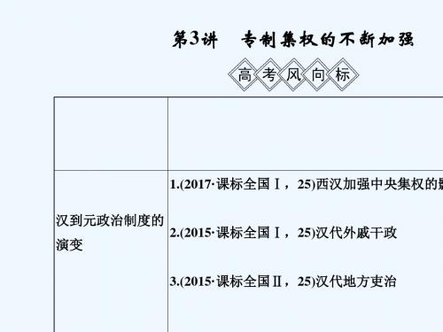 2019届高考历史一轮复习 第一单元 中国古代的中央集权制度 第3讲 专制集权的不断加强讲义 岳麓版