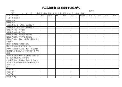 手卫生监测表