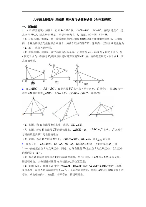 八年级上册数学 压轴题 期末复习试卷测试卷(含答案解析)