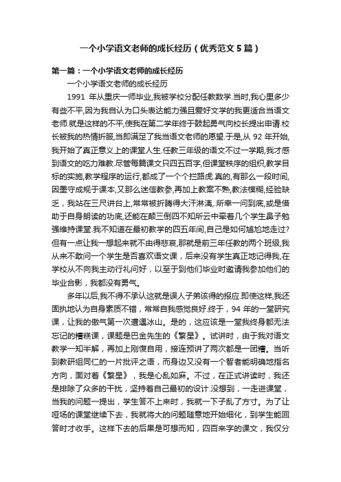 一个小学语文老师的成长经历（优秀范文5篇）