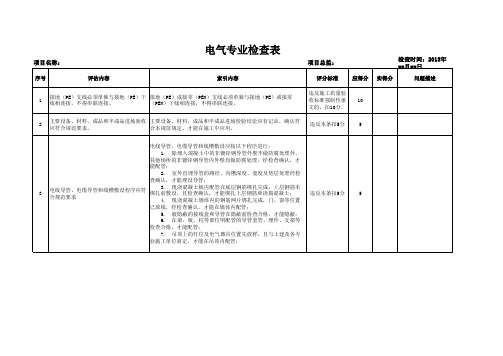 电气专业检查表