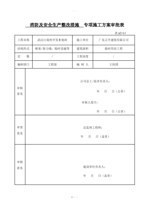 专项施工方案审批表