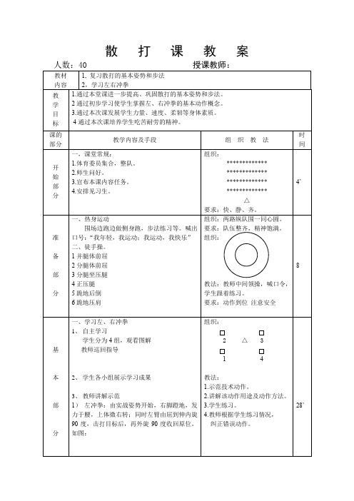 高中体育_武术散打左右冲拳教学设计学情分析教材分析课后反思