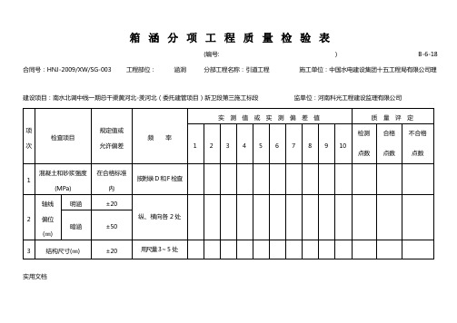 箱涵分项工程质量检验、评定表