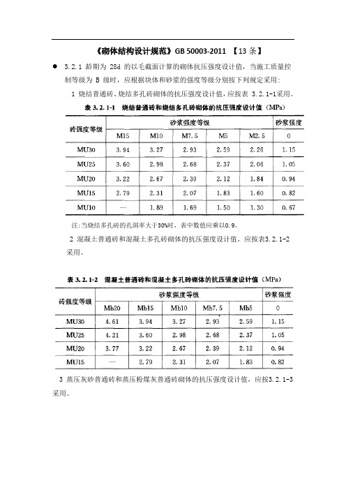 3《砌体结构设计规范》GB50003--强条