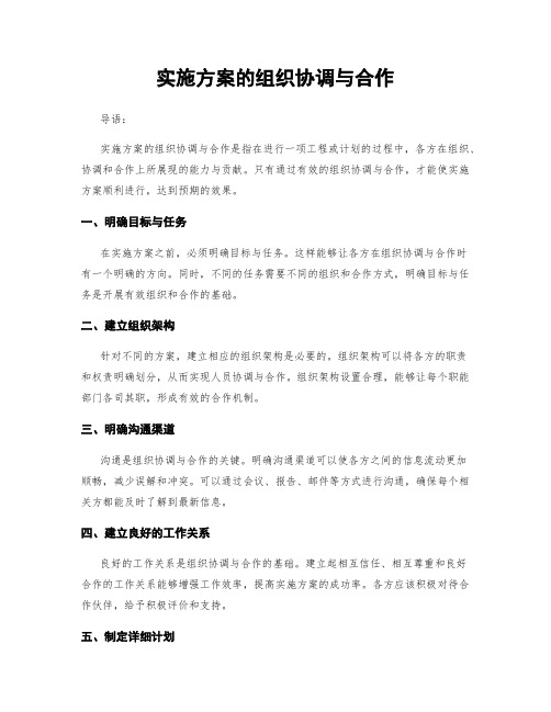 实施方案的组织协调与合作