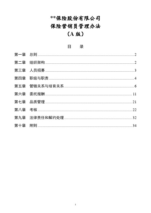 保险公司营销员管理办法