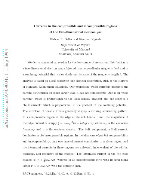 Currents in the Compressible and Incompressible Regions of the 2DEG