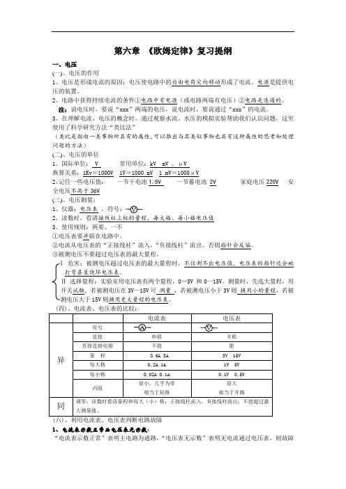 中考物理复习提纲---6欧姆定律