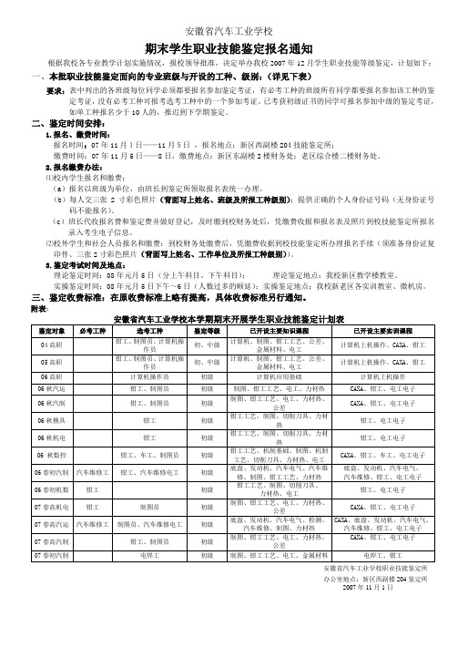 安徽省汽车工业学校概要