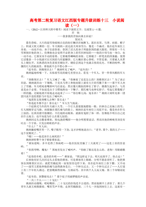 2020年度高考语文第二轮复习 专题升级训练十三小说阅读(一)