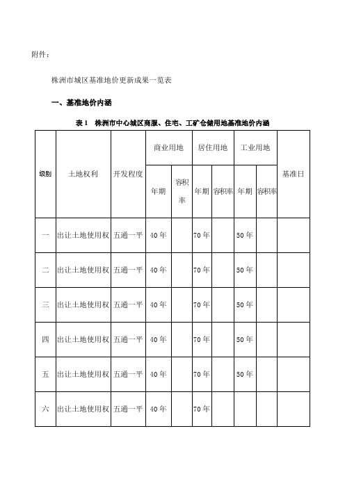 株洲基准地价内涵表