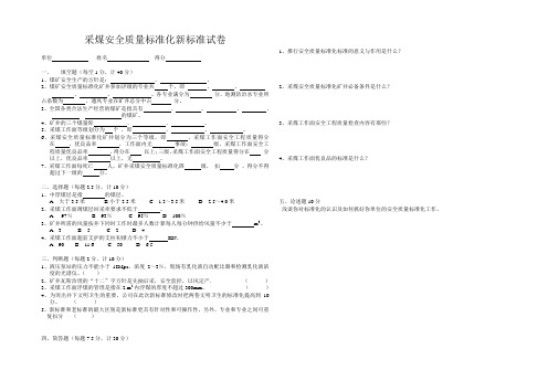 采煤安全质量标准化新标准试卷