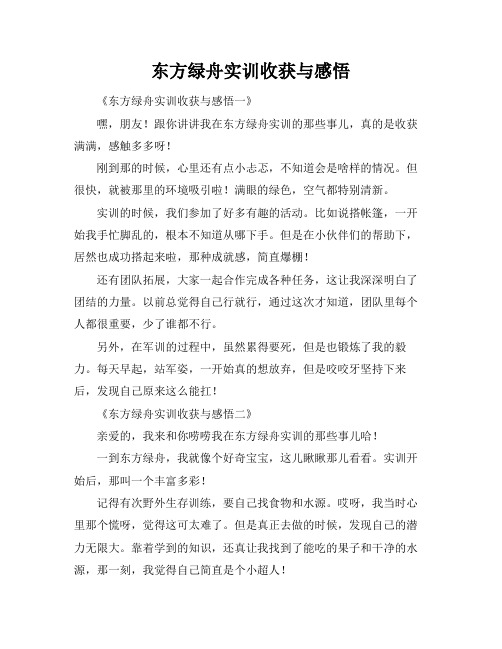 东方绿舟实训收获与感悟