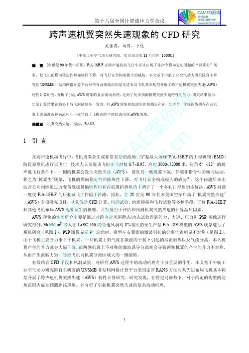 跨声速机翼突然失速现象的CFD研究