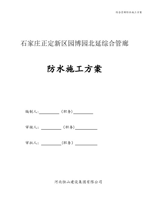 综合管廊防水施工方案
