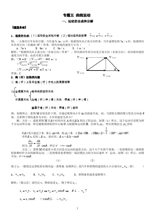 曲线运动题型总结