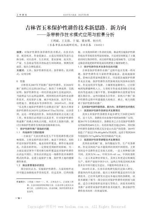 吉林省玉米保护性耕作技术新思路、新方向——条带耕作技术模式应用与前景分析