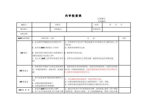 内审检查表(CNG加气站)