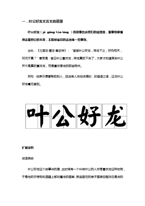 叶公好龙文言文的道理