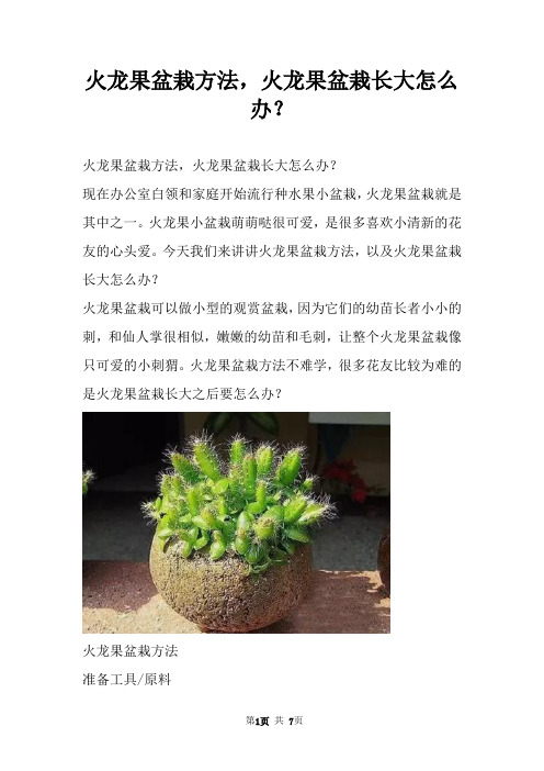 火龙果盆栽方法，火龙果盆栽长大怎么办？