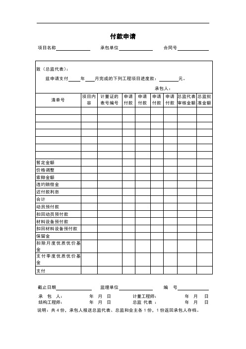 付款申请表格