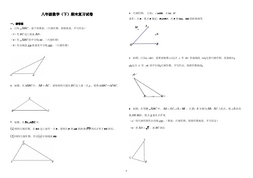 北师大版八年级数学(下)期末复习试卷及参考答案