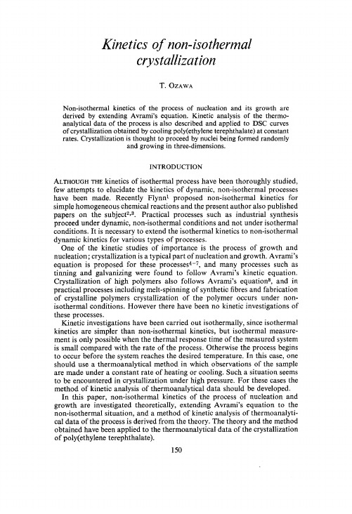 Kinetics of non-isothermal crystallization(非等温结晶owaza法)