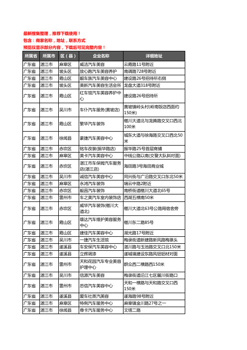 新版广东省湛江市汽车装具企业公司商家户名录单联系方式地址大全362家