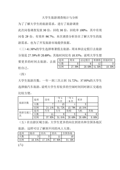 大学生旅游调查统计与分析