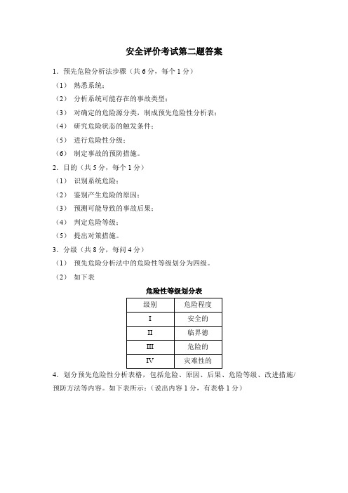 安全评价考试第二题答案