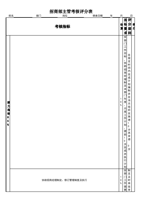 招商部主管绩效考核表