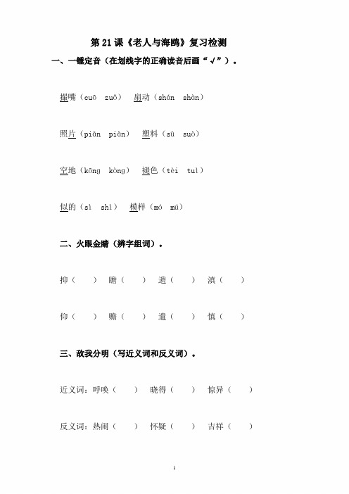 部编人教版小学六年级上册语文(电子作业)老人与海鸥