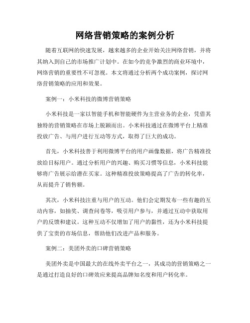 网络营销策略的案例分析