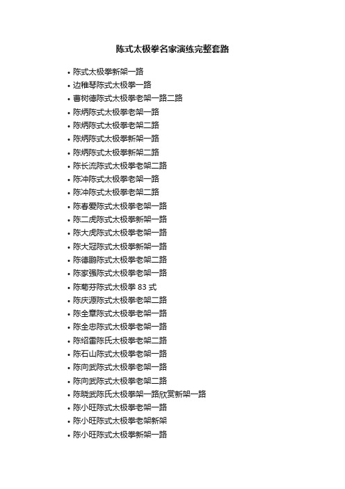 陈式太极拳名家演练完整套路