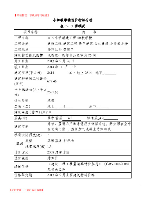 小学教学楼造价指标分析(精编文档).doc