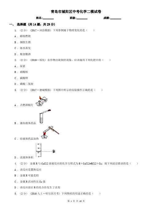 青岛市城阳区中考化学二模试卷